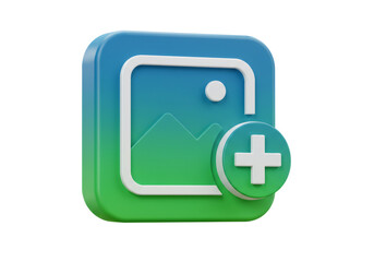 Leinwandbilder - Blue and Green Gradient Image Icon with Plus Sign Addition Symbol Design