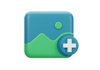 Leinwandbilder - Turquoise And Green Image Icon With White Plus Sign On Transparent Background