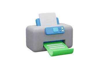 Aufkleber - Gray Printer with Green Output and Blue Details on Transparent Background