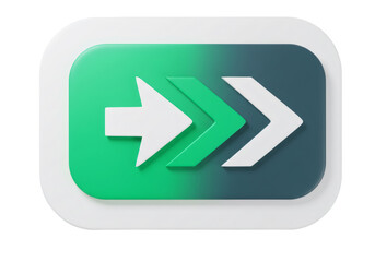 Leinwandbilder - Green and Gray Arrow Direction Icon with White Border on Transparent Background