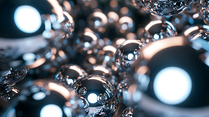 Leinwandbilder - A cluster of chrome spheres creates a shiny metallic abstract background with reflections and a modern aesthetic