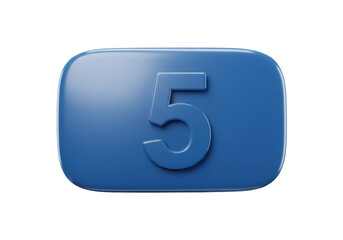Leinwandbilder - Isolated Blue Number Five on Transparent Background Rendered in 3D