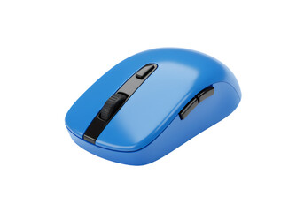 Poster - Sleek Blue Wireless Computer Mouse with Scroll Wheel on Black Background