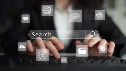 Poster - Search engine research, SEO optimization, search data analysis, keyword strategy, and digital visibility improvement through effective search engine and SEO tools. Muxer