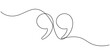 © LINE SIMPLE DRAWING - One continuous line illustration of quote mark icons. Continuous line drawing of quotes vector, Single continuous line drawing of a quote mark. One continuous line of a quote mark drawing.