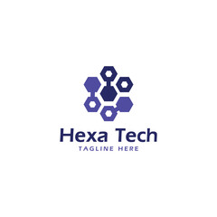 hexa tech logo design modern minimal concept for technology business startup
