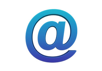 Leinwandbilder - 3D Rendering of a Blue Metallic At Symbol Against a Transparent Background