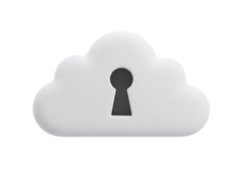 Leinwandbilder - Secure Cloud Storage with Keyhole Access Point in White Shade Isolated