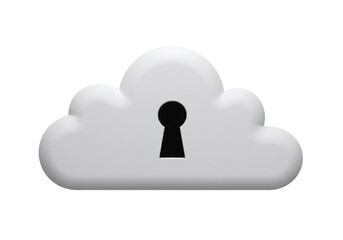 Leinwandbilder - Cloud Shape with Keyhole Symbolizing Security and Data Protection on Transparent Background