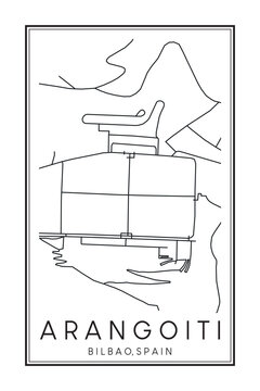 Hand drawn printable downtown road map poster of district ARANGOITI of the Spanish city of BILBAO on solid white background with city name