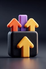 Poster - Colorful upward arrows rising from black surface symbolizing growth and progress