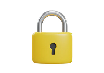 Leinwandbilder - Yellow Padlock with Silver Shackle on Transparent Background Render