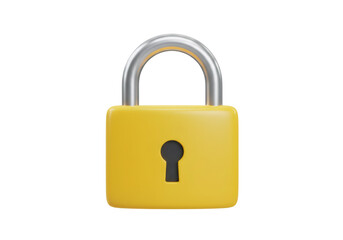 Poster - Yellow Padlock with Silver Shackle on a Transparent Background for Security Concepts