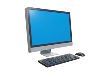 Aufkleber - Desktop Computer with Blue Screen Keyboard and Mouse on Transparent Background