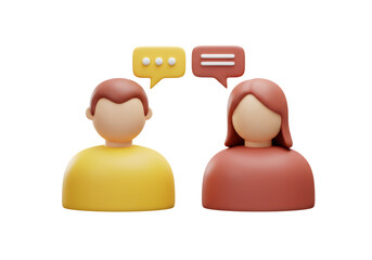 Leinwandbilder - Communication and Dialogue Between Two People with Speech Bubbles in 3D Render