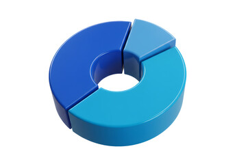 Leinwandbilder - Donut Chart in Blue and Cyan on Transparent Background for Data Visualization
