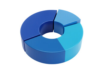 Leinwandbilder - Blue Doughnut Chart with Segments Isolated on Transparent Background for Statistical Analysis