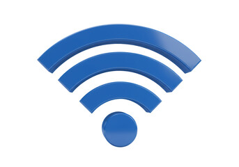 Leinwandbilder - Blue Wifi Symbol Isolated on Transparent Background 3D Render