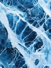 Poster - Close-up of blue and white marble texture with intricate veining.