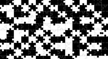 Poster - Black and white jigsaw puzzle background pattern design for creative projects and graphic design needs editable stock vector illustration