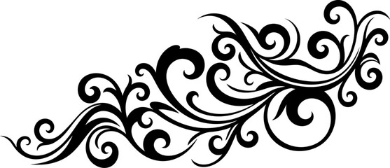 Poster - Vector floral design element black and white swirl ornament decoration scroll flourish illustration art 100 editable stock vector illustration