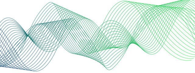 Aufkleber - Abstract digital background with smooth, overlapping waveforms made of thin, translucent blue and cyan lines. Lines curve in fluid, harmonic motions with modern, minimalistic, and futuristic visual