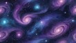 © Rowshan - Illustration of swirling purple and blue galaxies shine brightly in the night sky