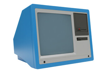 Aufkleber - Retro Blue Personal Computer on Transparent Background Isolated Rendering