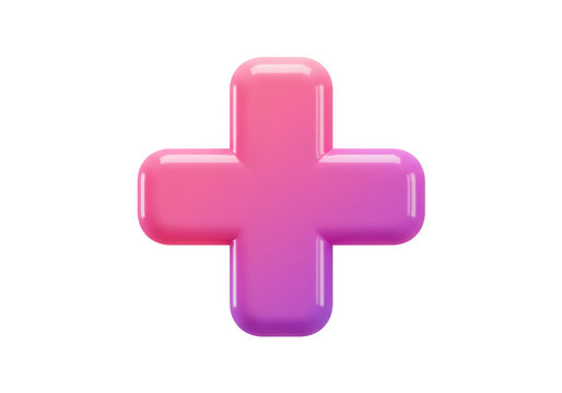 Gradient Plus Symbol in Pink and Purple on Transparent Background