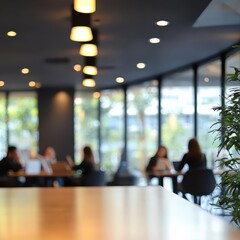 Poster - Blurred business people meeting in office interior with space for business brainstorming background design