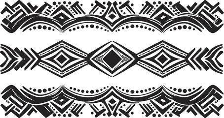 Poster - Vector tribal pattern design black and white ethnic border decorative ornament illustration graphic art line editable stock vector illustration