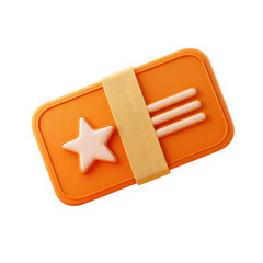 Aufkleber - Orange 3d rendered gift card with star and stripes isolated on transparent background