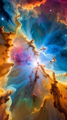 Wall Mural - spectacular space nebula with swirling cloud formations illuminated by distant stars and cosmic dust
