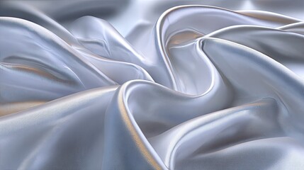 Poster - Delicate white silk fabric reveals stunning textures and depth, enhanced by soft shadows and a gentle, ethereal quality