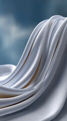Poster - Delicate white silk fabric reveals stunning textures and depth, enhanced by soft shadows and a gentle, ethereal quality