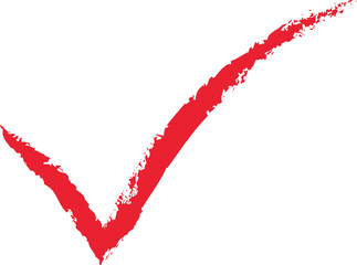 Poster - abstract red hand drawn brush stroke check mark, vector illustration.