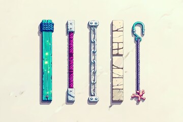 Poster - Colorful collection of tools displayed on a smooth surface in a bright setting