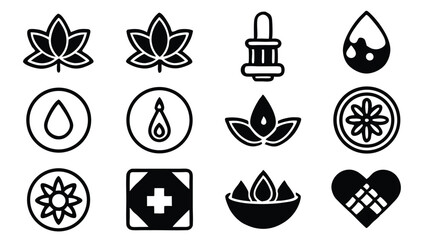 Poster - Elegant vector illustrations of natural beauty symbols suitable for wellness and spa concepts