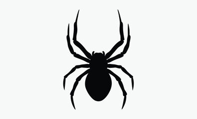 black spider silhouette, halloween decoration, creepy insect vector, silhouettes of black spider, ha