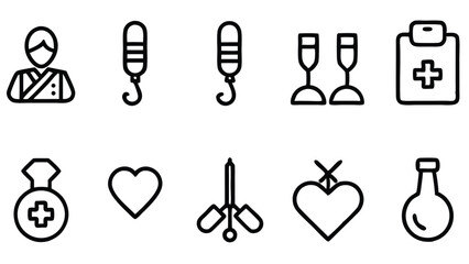 Poster - Vector icon set illustrating medical health wedding and celebration related elements