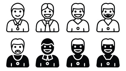 Poster - Vector illustration of men with various hairstyles and facial hair showing different emotions
