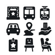 © May - Inclusive Travel Icons. Solid, filled icons set of inclusive tourism and travel: plane icon, accessible