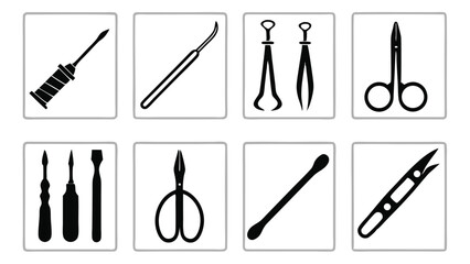 Poster - Collection of professional medical and surgical tools isolated on a white background