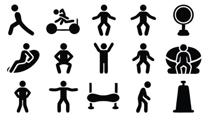 Poster - Illustrated collection of diverse silhouetted stick figure icons representing activities and actions