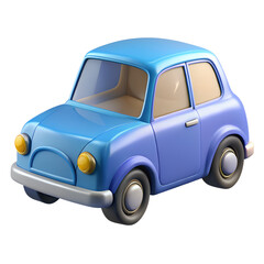 Poster - Cute blue cartoon car 3d render illustration