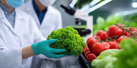 Aufkleber - Scientists Examining Fresh Produce in Lab, Representing Agricultural Research and Food Safety