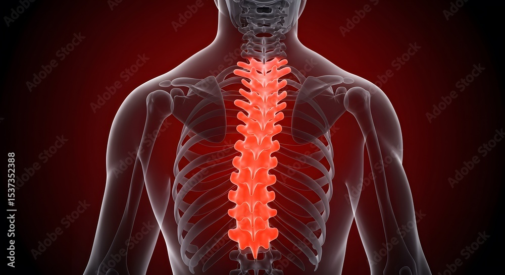 Thoracic Spine Anatomy: A 3D Medical Illustration of the Human Thoracic ...