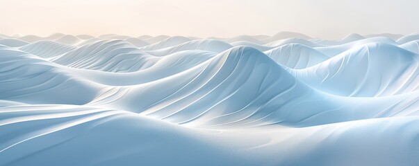 Poster - Elegant white background with gradient waves creating a serene abstract design