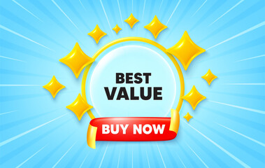 Poster - Best value sunburst ray banner. Buy now flag ribbon. Best value tag. Special offer Sale sign. Advertising Discounts symbol. 3d stars glitter. Red ribbon tag. Discount offer. Vector