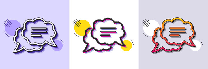 Poster - Text message line icon. Halftone dotted pattern. Gradient icon with grain shadow. Chat comment sign. Comic speech bubble symbol. Line text message icon. Various designs. Vector